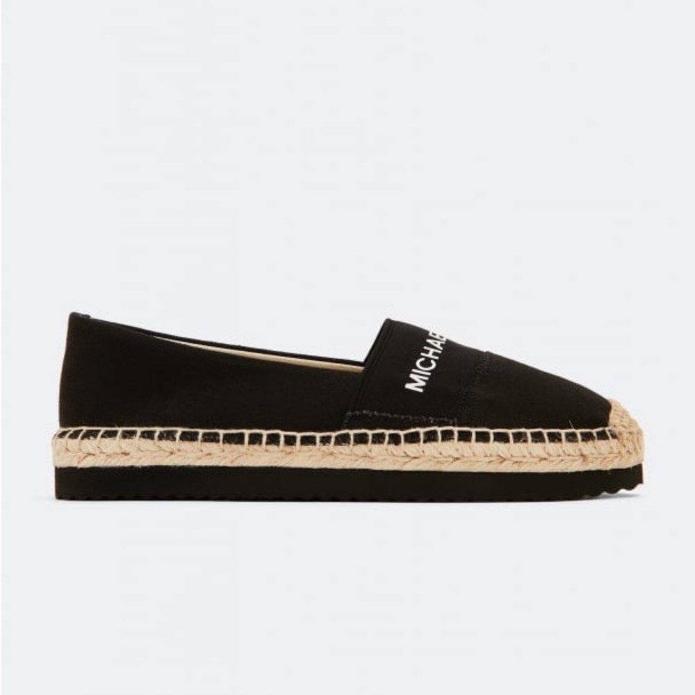 Michael Kors Vicky Slip-On Black White Espadrille Flats Size 8 Women’s Canvas